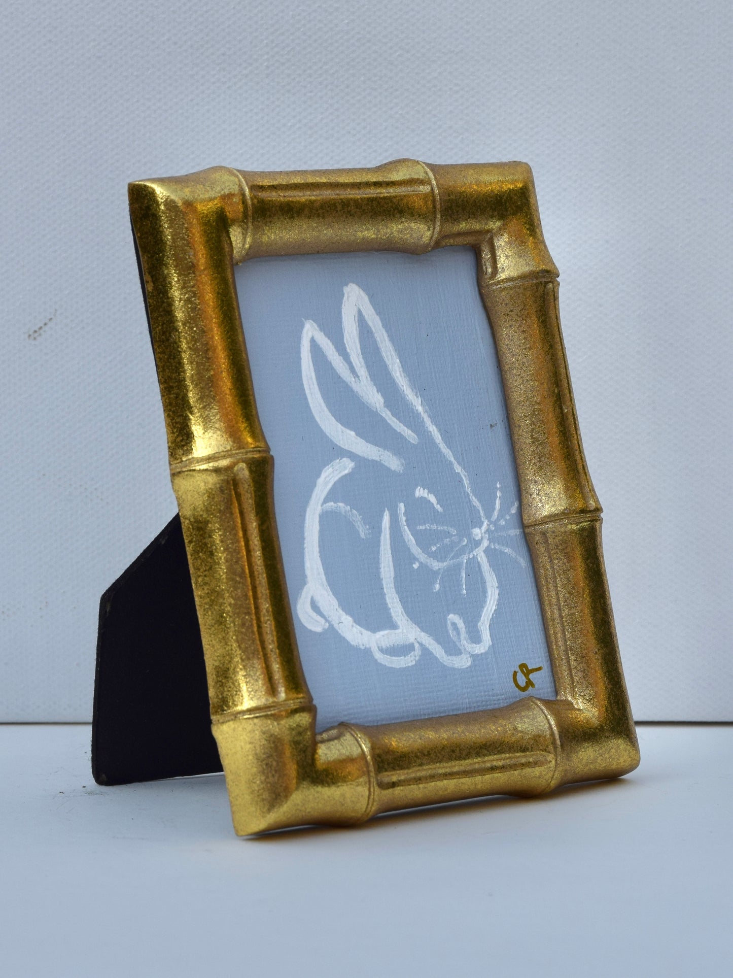 Bunny II (Blue) in Gold Round, Square, Oval or Rectangle Frame