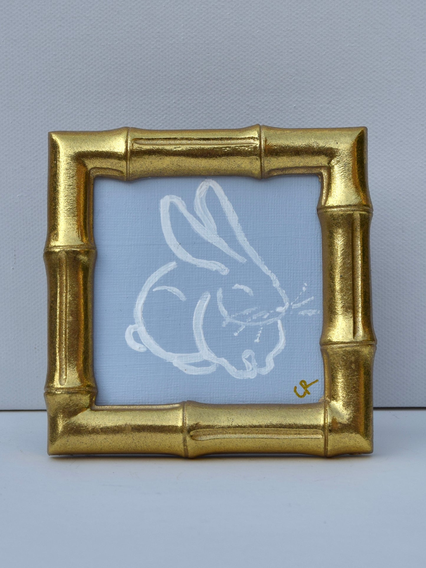 Bunny II (Blue) in Gold Round, Square, Oval or Rectangle Frame