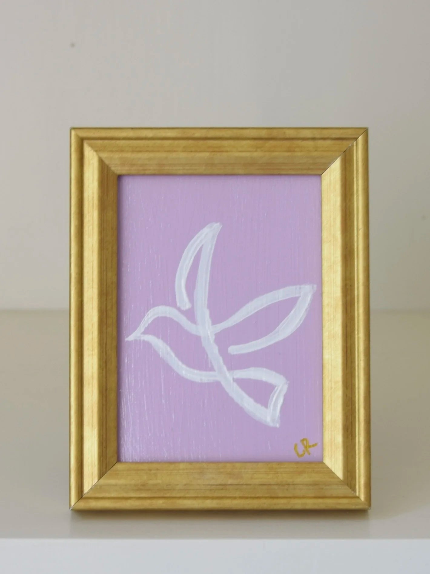 Dove I in Gold Frame (Lilac)