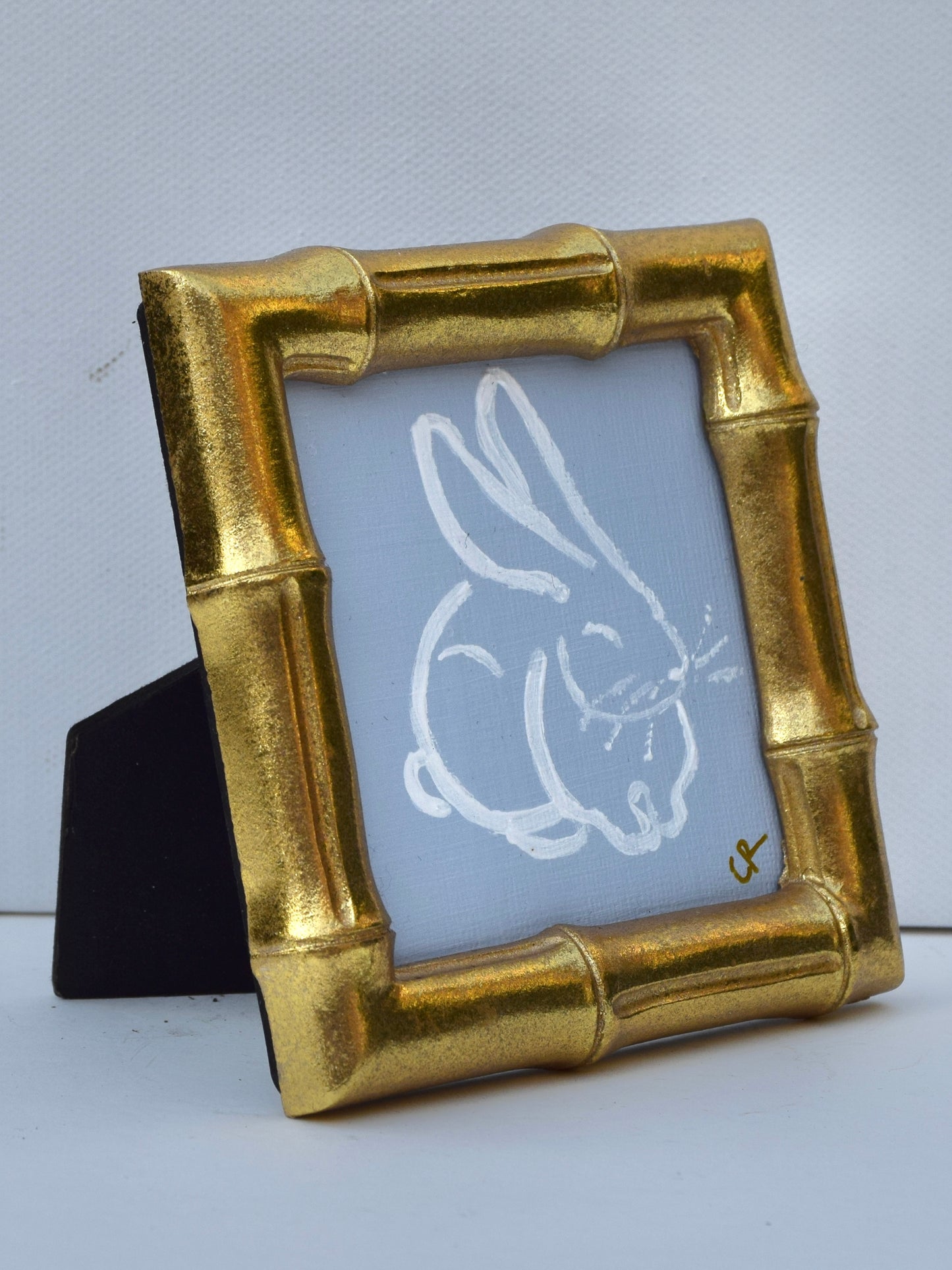 Bunny II (Blue) in Gold Round, Square, Oval or Rectangle Frame