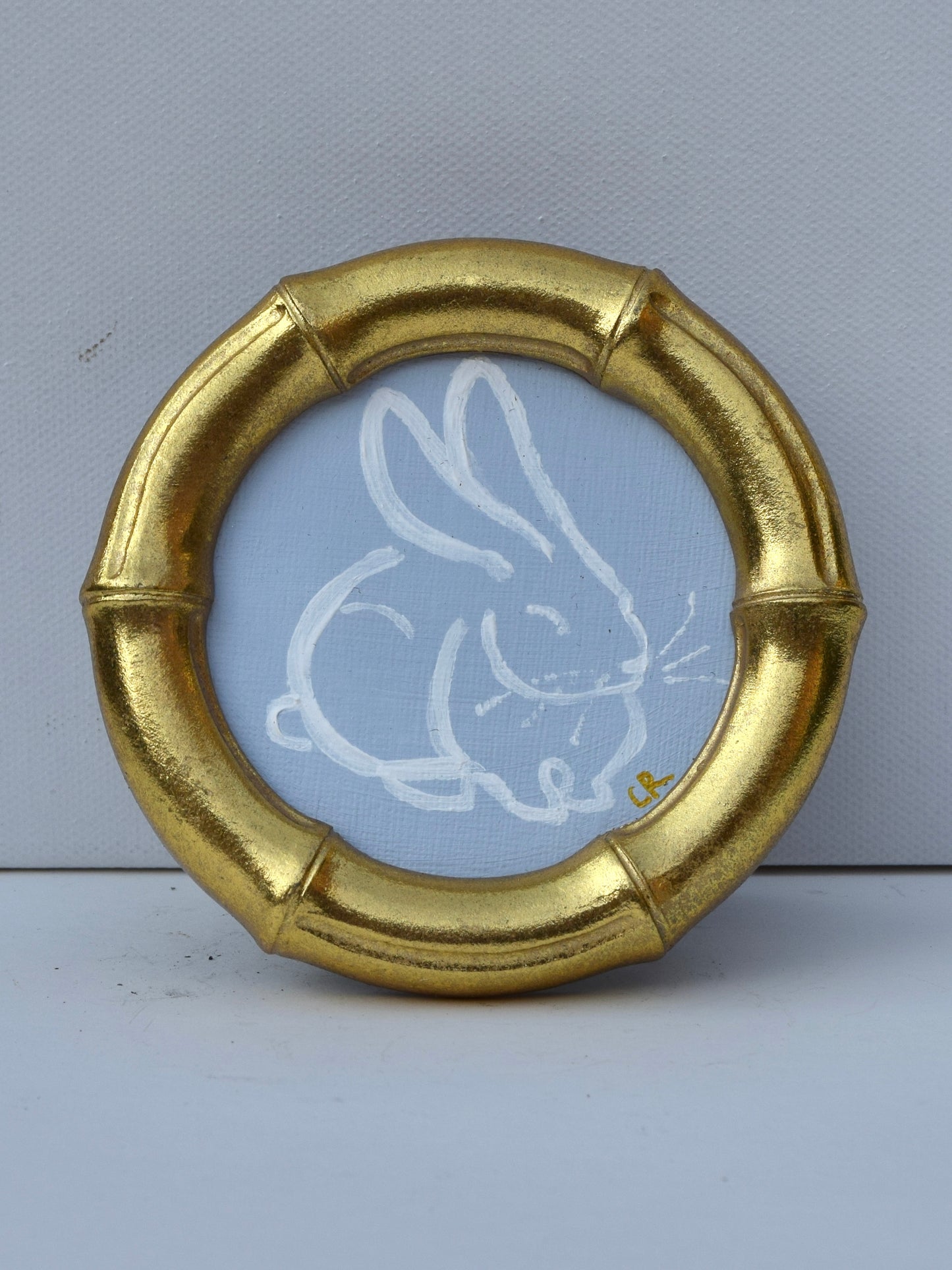 Bunny II (Blue) in Gold Round, Square, Oval or Rectangle Frame