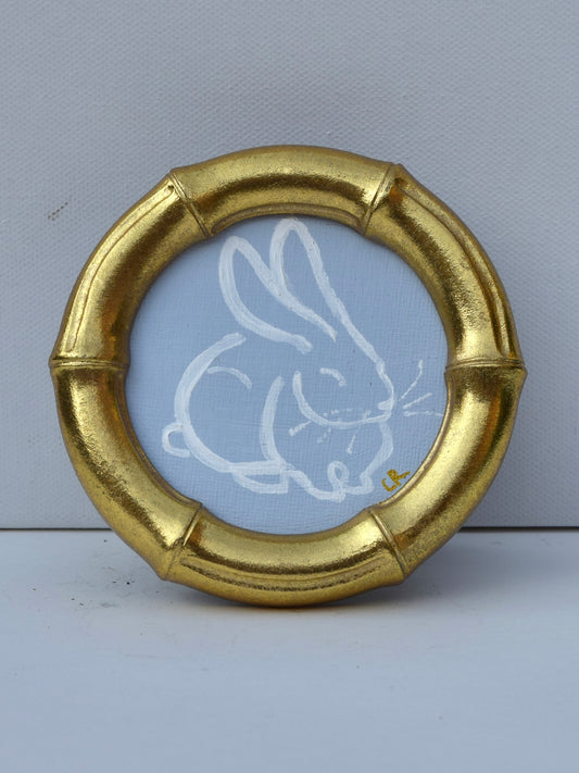 Bunny II (Blue) in Gold Round, Square, Oval or Rectangle Frame