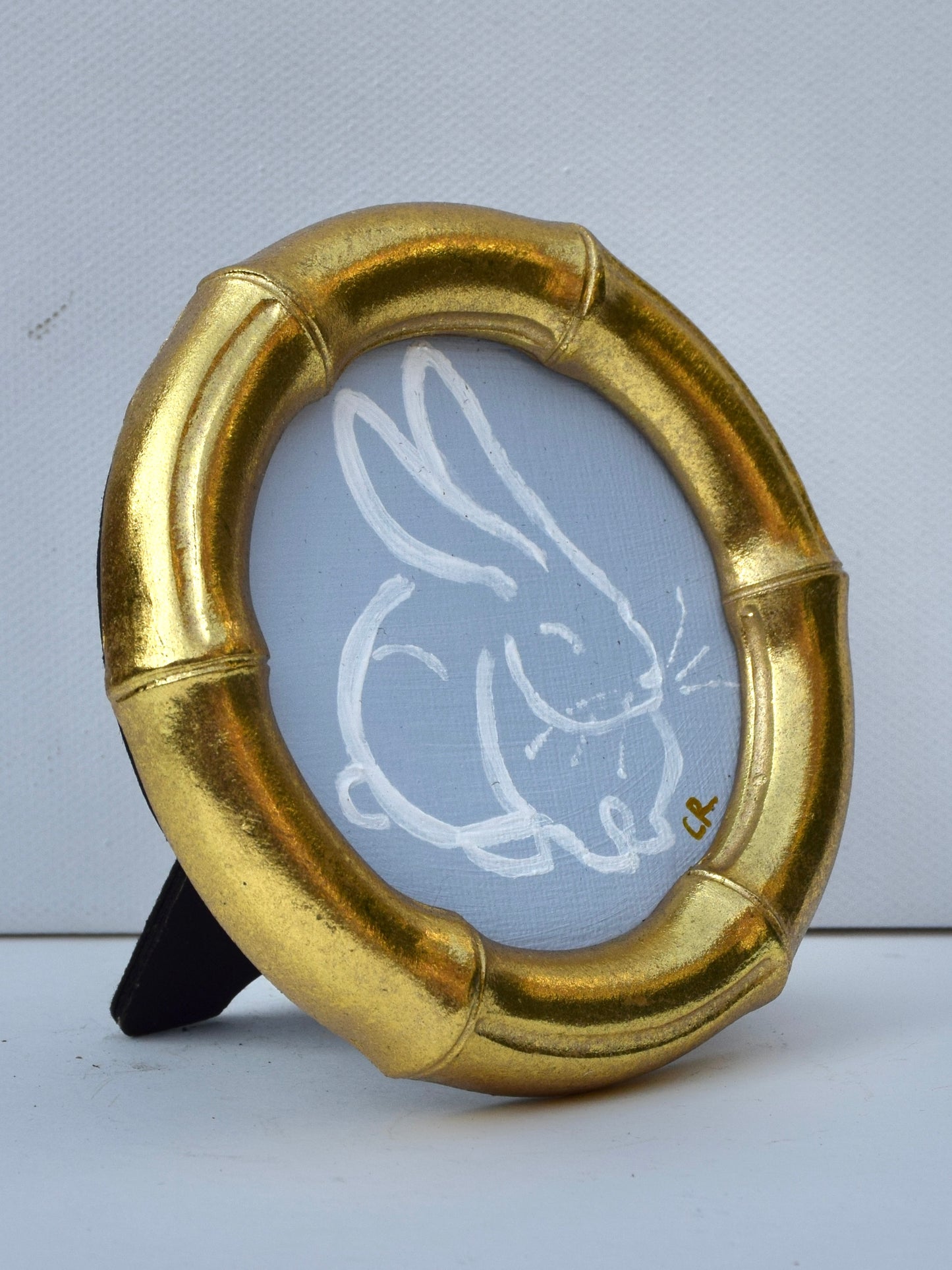 Bunny II (Blue) in Gold Round, Square, Oval or Rectangle Frame