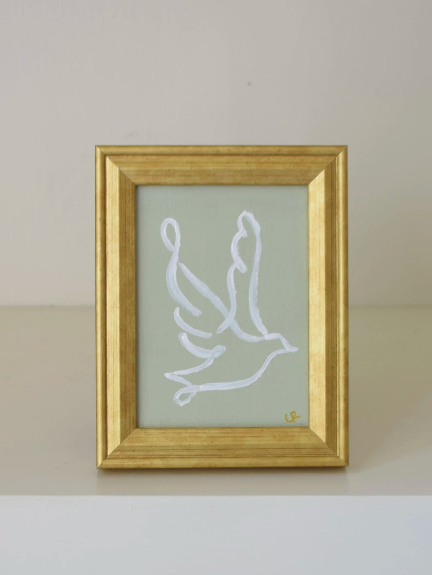 Dove III in Gold Frame (Sage)