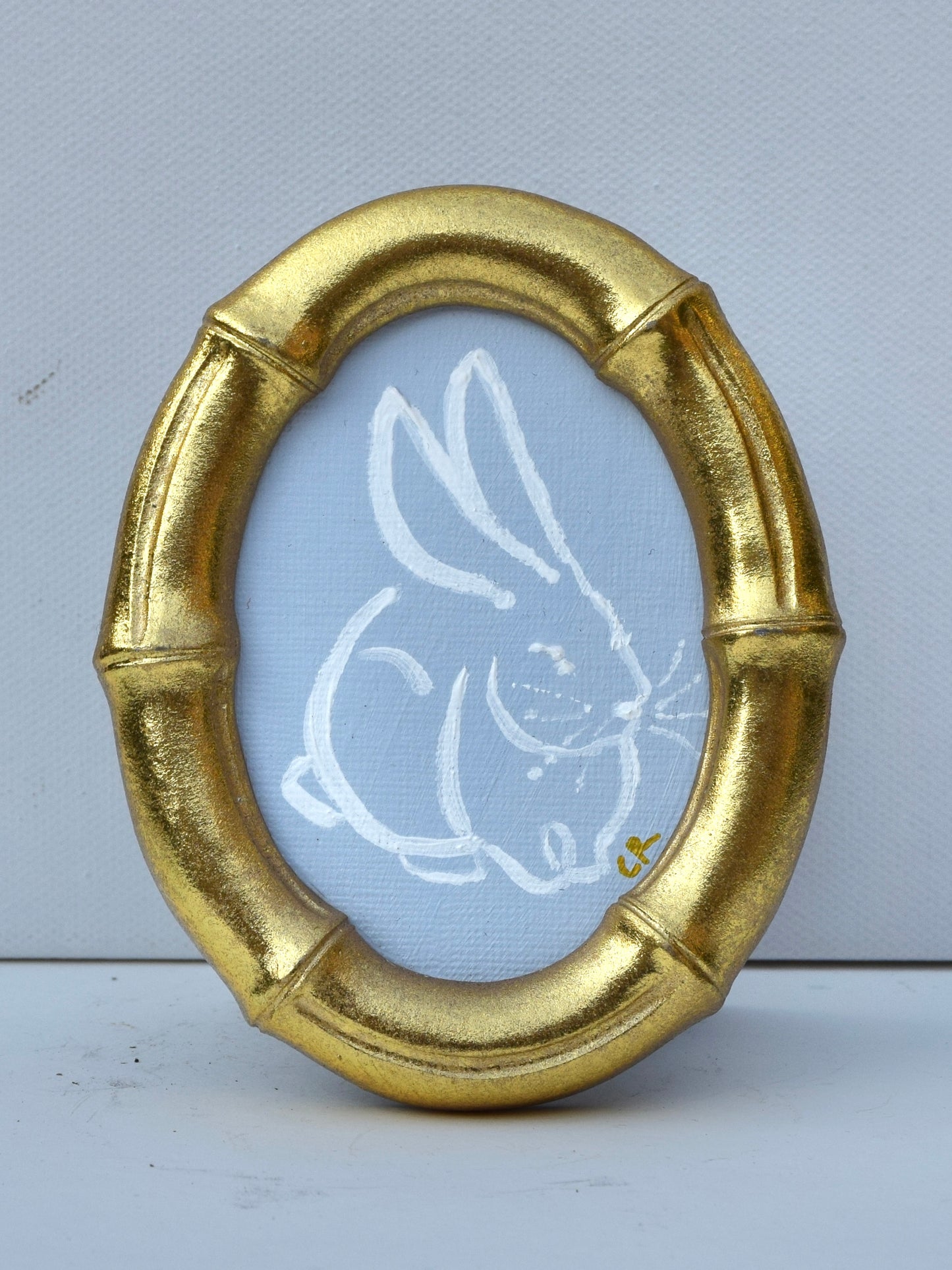 Bunny II (Blue) in Gold Round, Square, Oval or Rectangle Frame