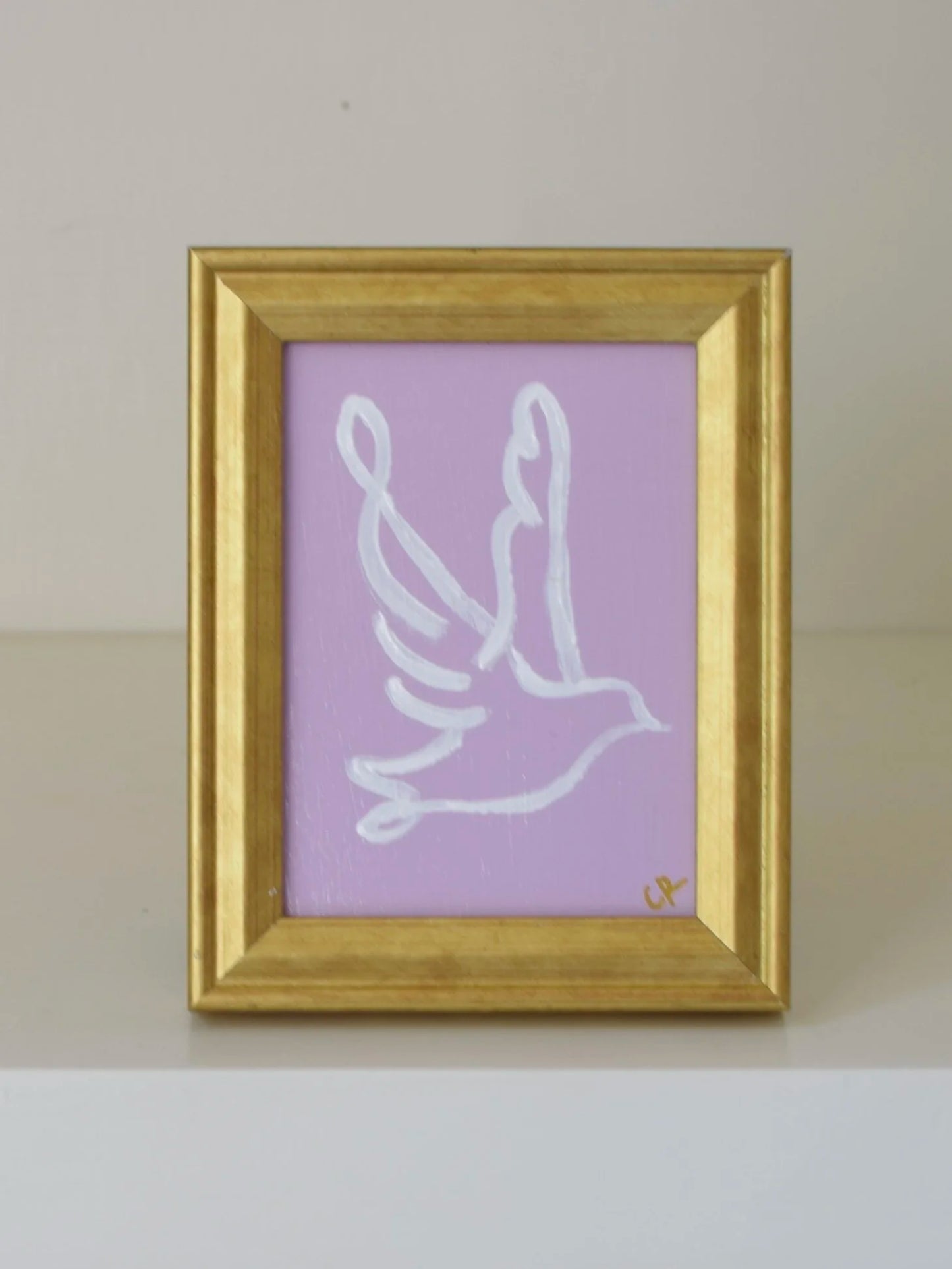 Dove III in Gold Frame (Lilac)
