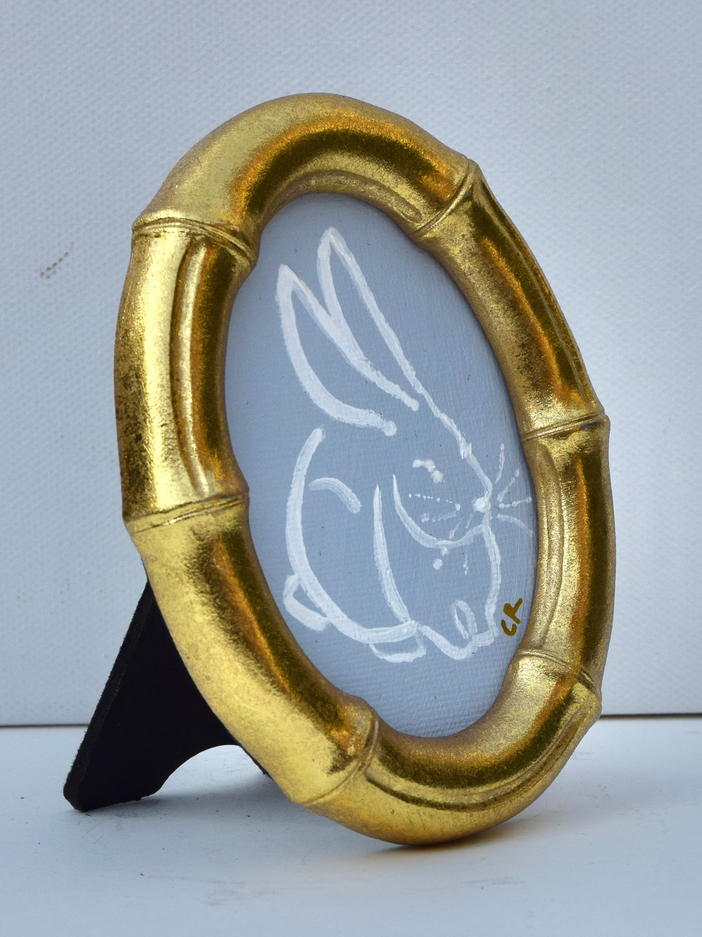 Bunny II (Blue) in Gold Round, Square, Oval or Rectangle Frame