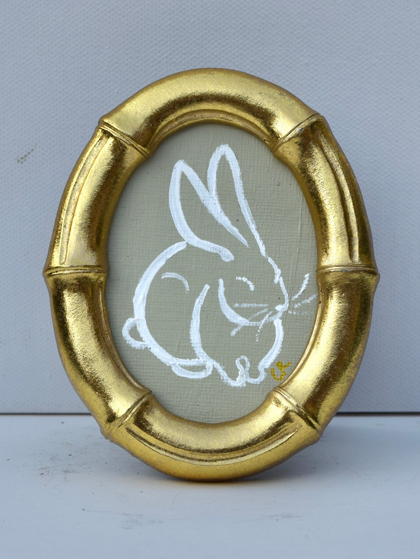 Bunny II (Sage) in Gold Round, Square, Oval or Rectangle Frame