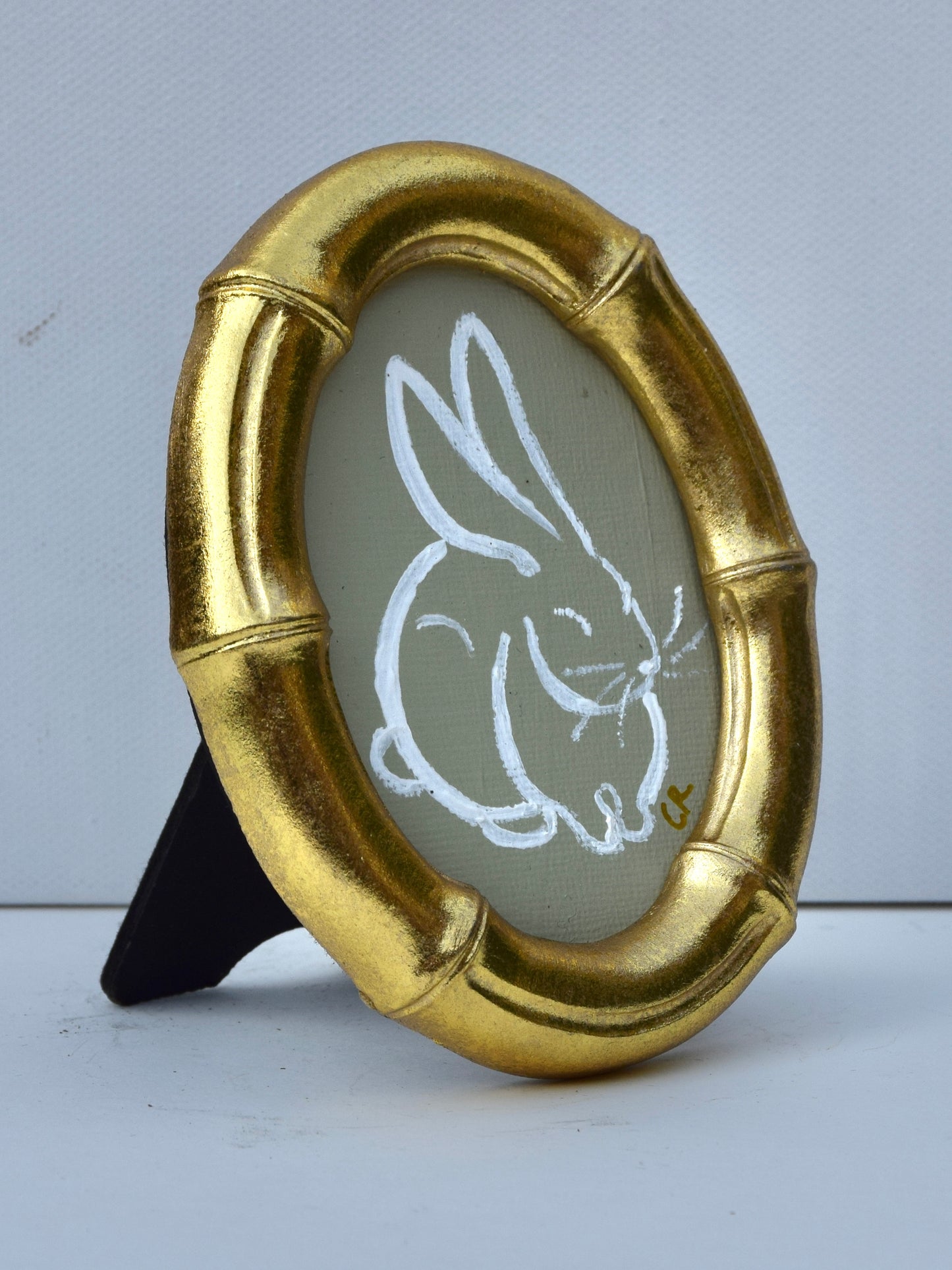 Bunny II (Sage) in Gold Round, Square, Oval or Rectangle Frame