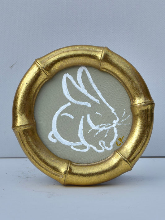 Bunny II (Sage) in Gold Round, Square, Oval or Rectangle Frame
