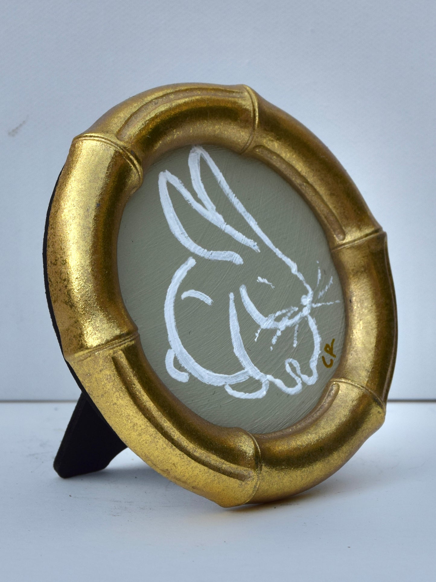 Bunny II (Sage) in Gold Round, Square, Oval or Rectangle Frame