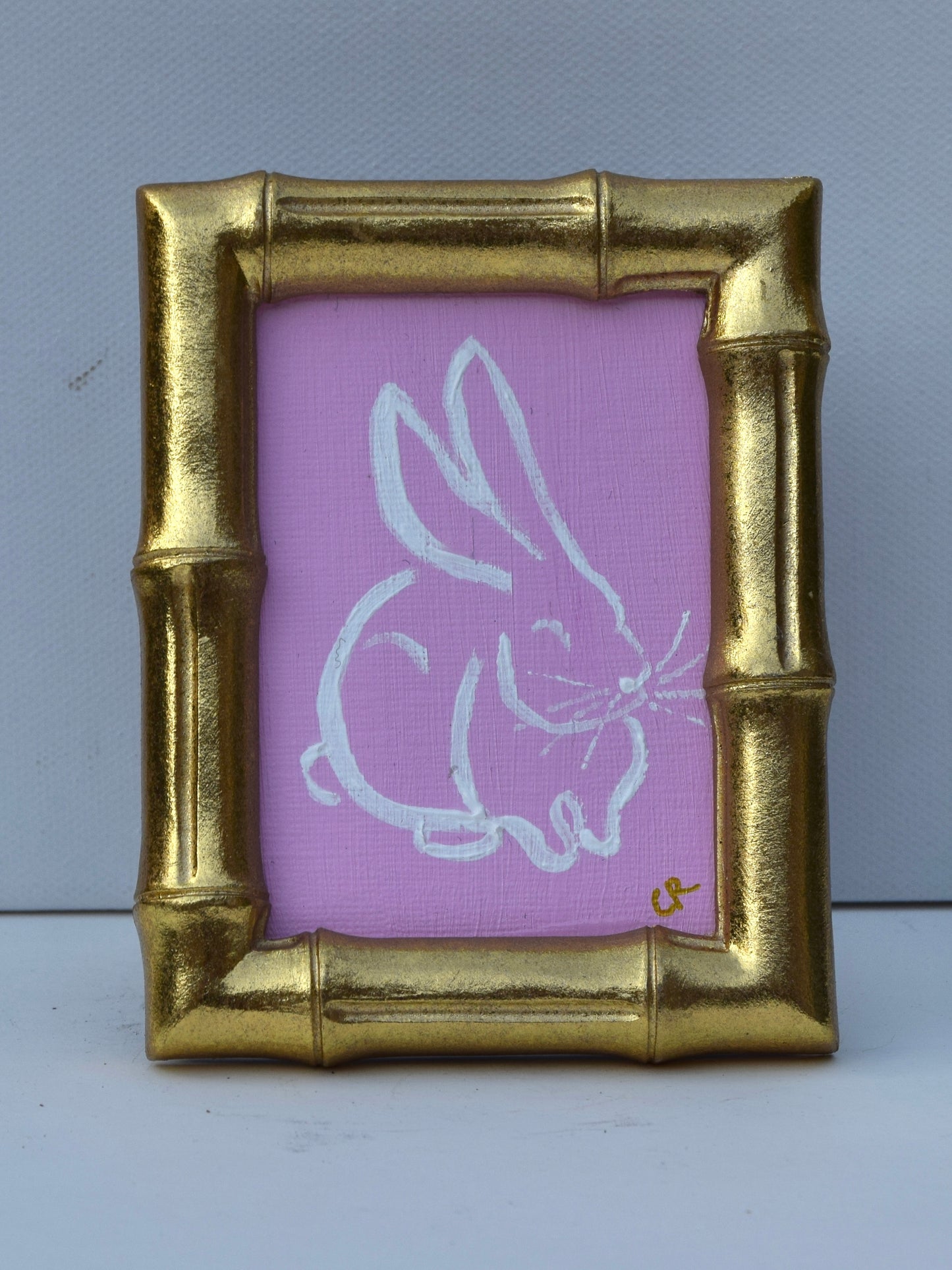 Bunny II (Pink) in Gold Round, Square, Oval or Rectangle Frame