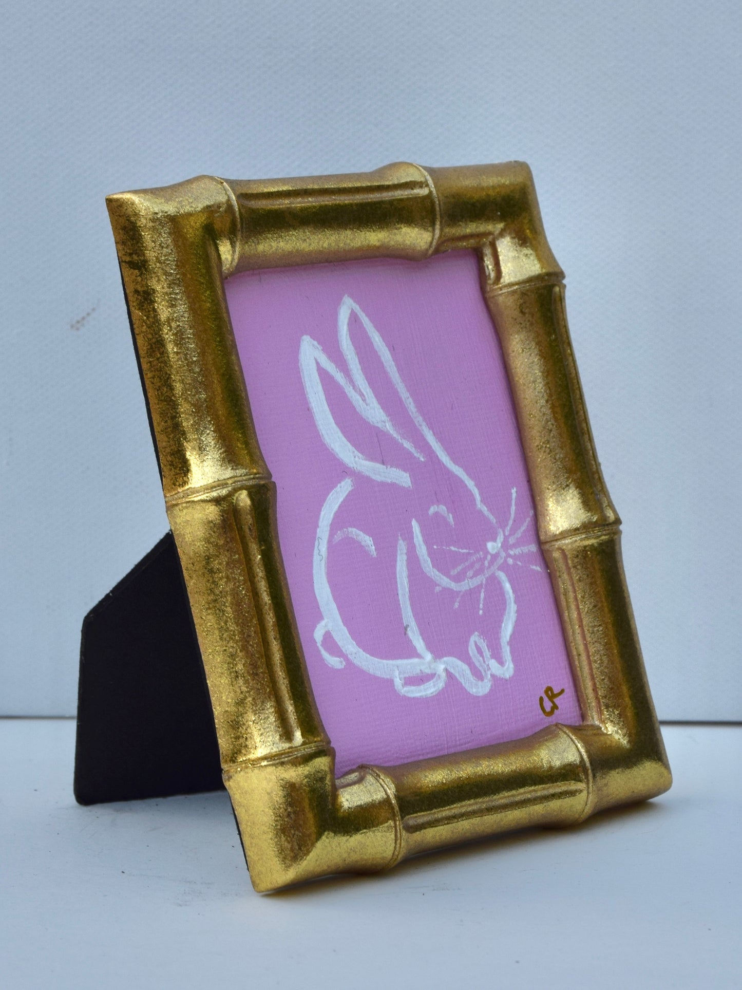 Bunny II (Pink) in Gold Round, Square, Oval or Rectangle Frame