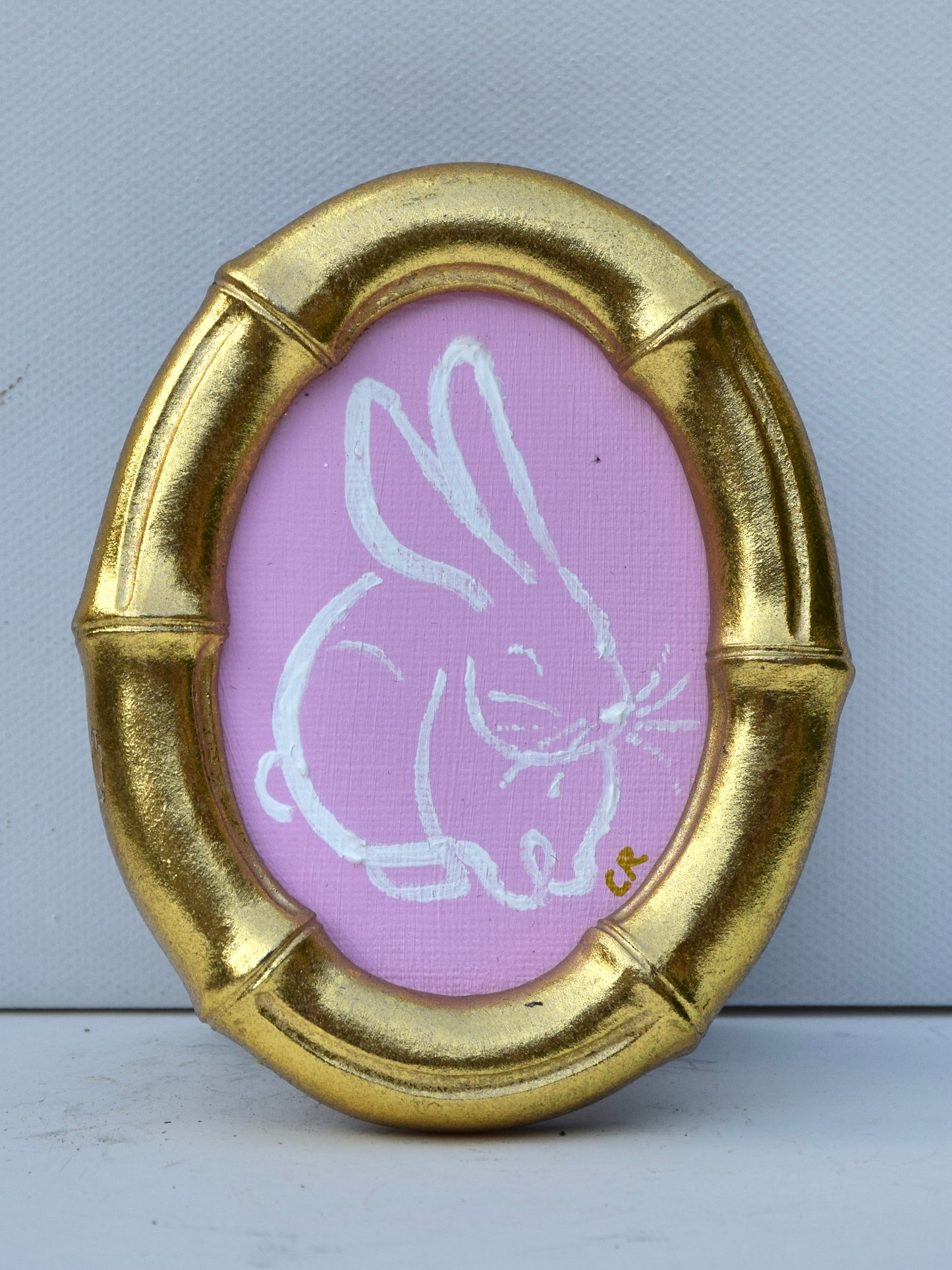 Bunny II (Pink) in Gold Round, Square, Oval or Rectangle Frame