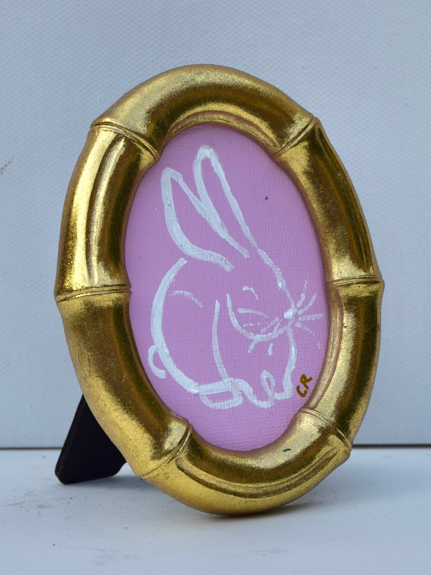 Bunny II (Pink) in Gold Round, Square, Oval or Rectangle Frame