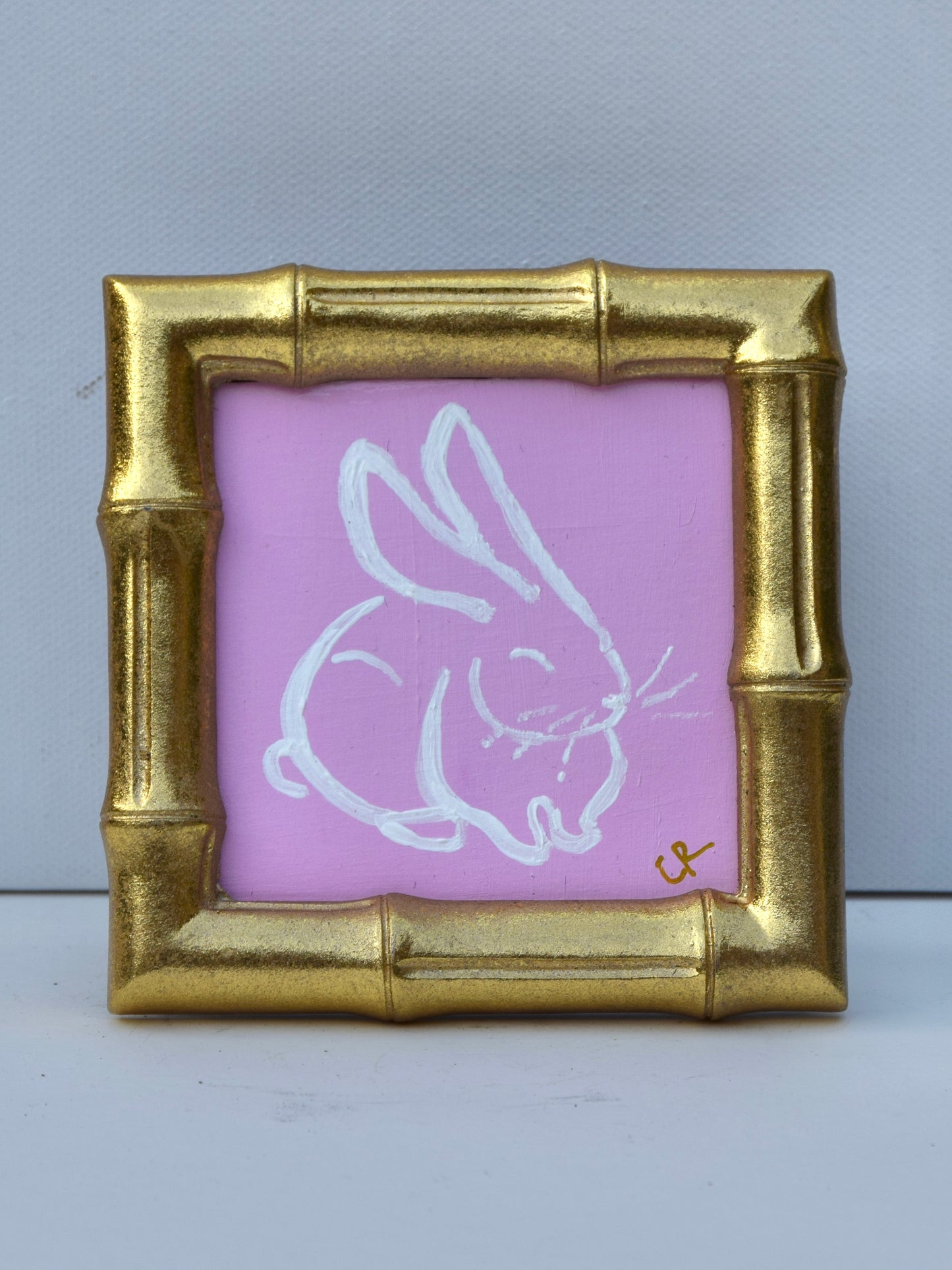 Bunny II (Pink) in Gold Round, Square, Oval or Rectangle Frame