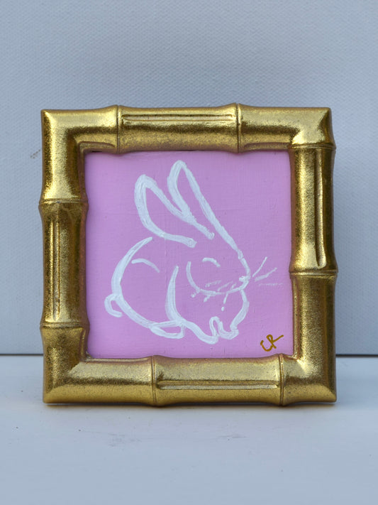 Bunny II (Pink) in Gold Round, Square, Oval or Rectangle Frame