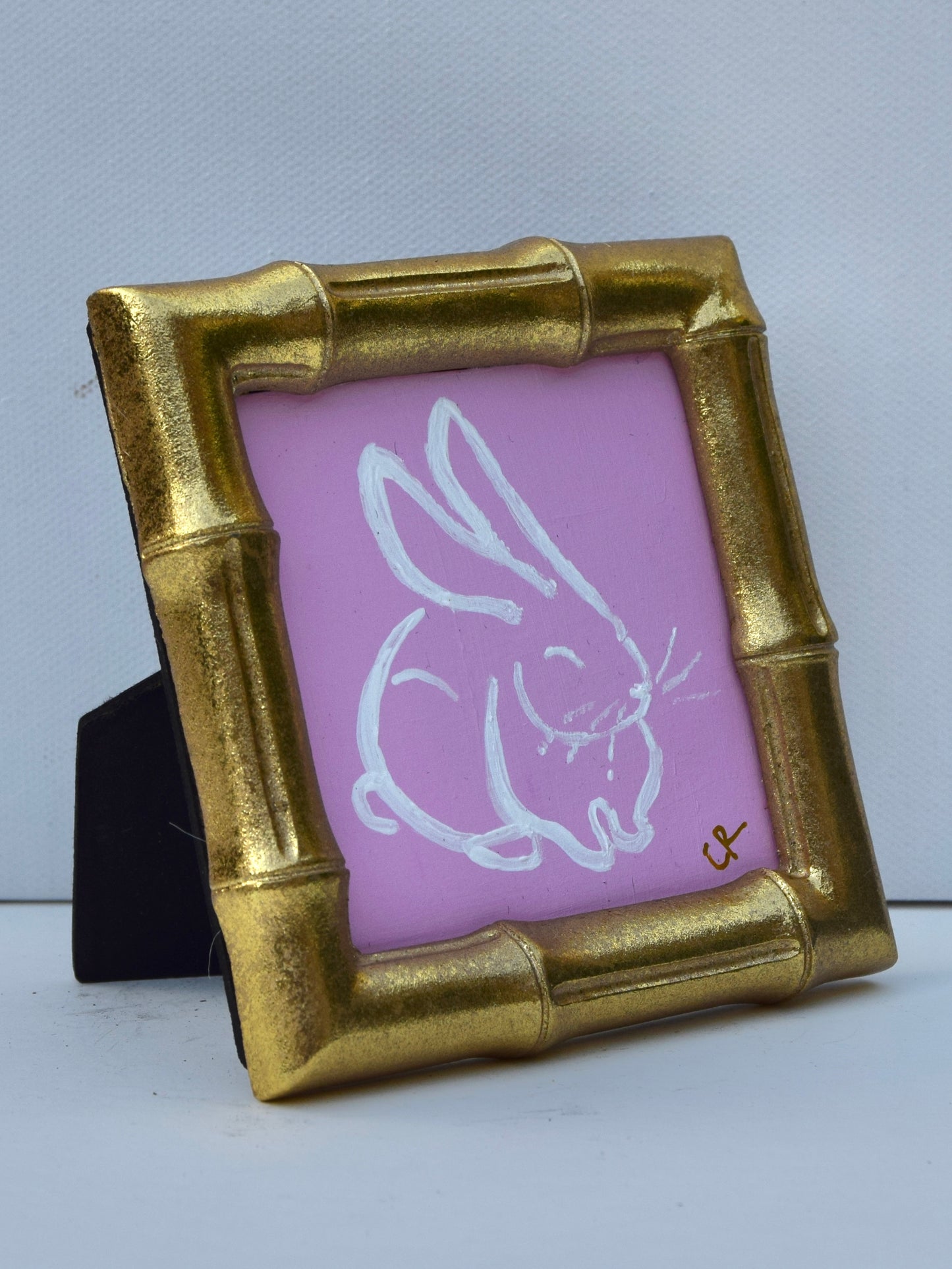 Bunny II (Pink) in Gold Round, Square, Oval or Rectangle Frame