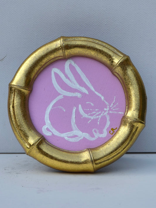 Bunny II (Pink) in Gold Round, Square, Oval or Rectangle Frame