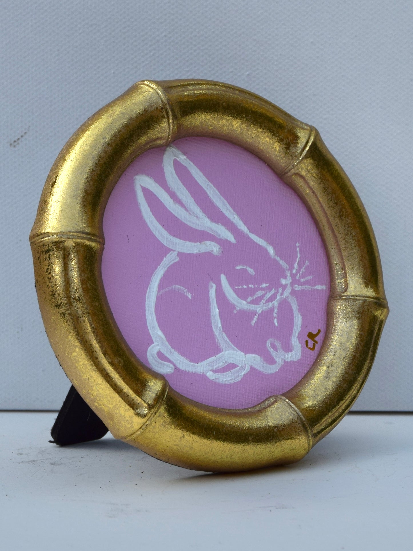 Bunny II (Pink) in Gold Round, Square, Oval or Rectangle Frame