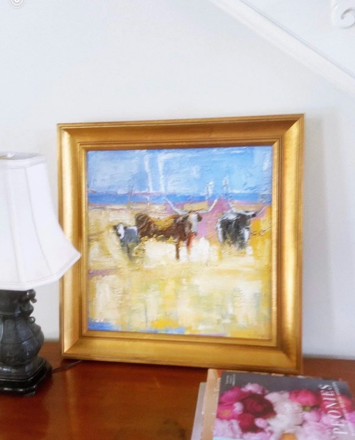 TWO LONGHORNS AND CALF I