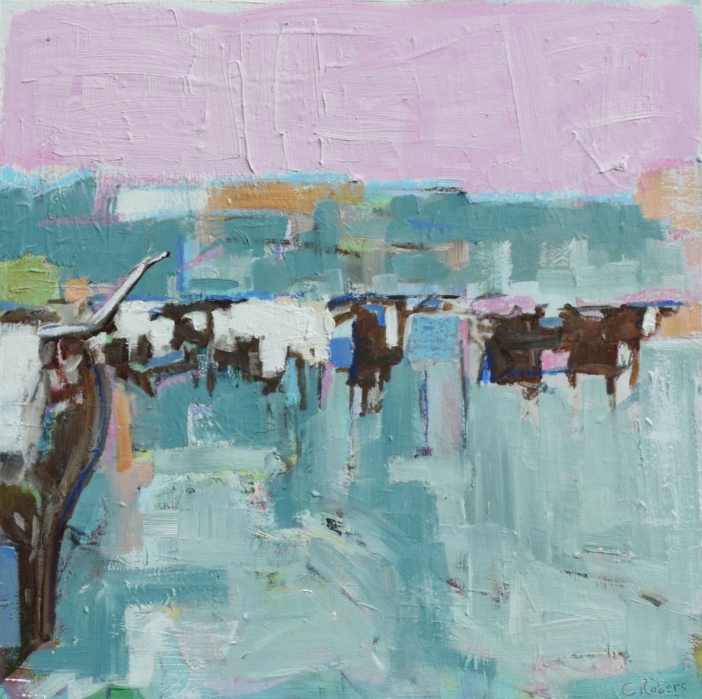 LONGHORNS AT SUNSET II